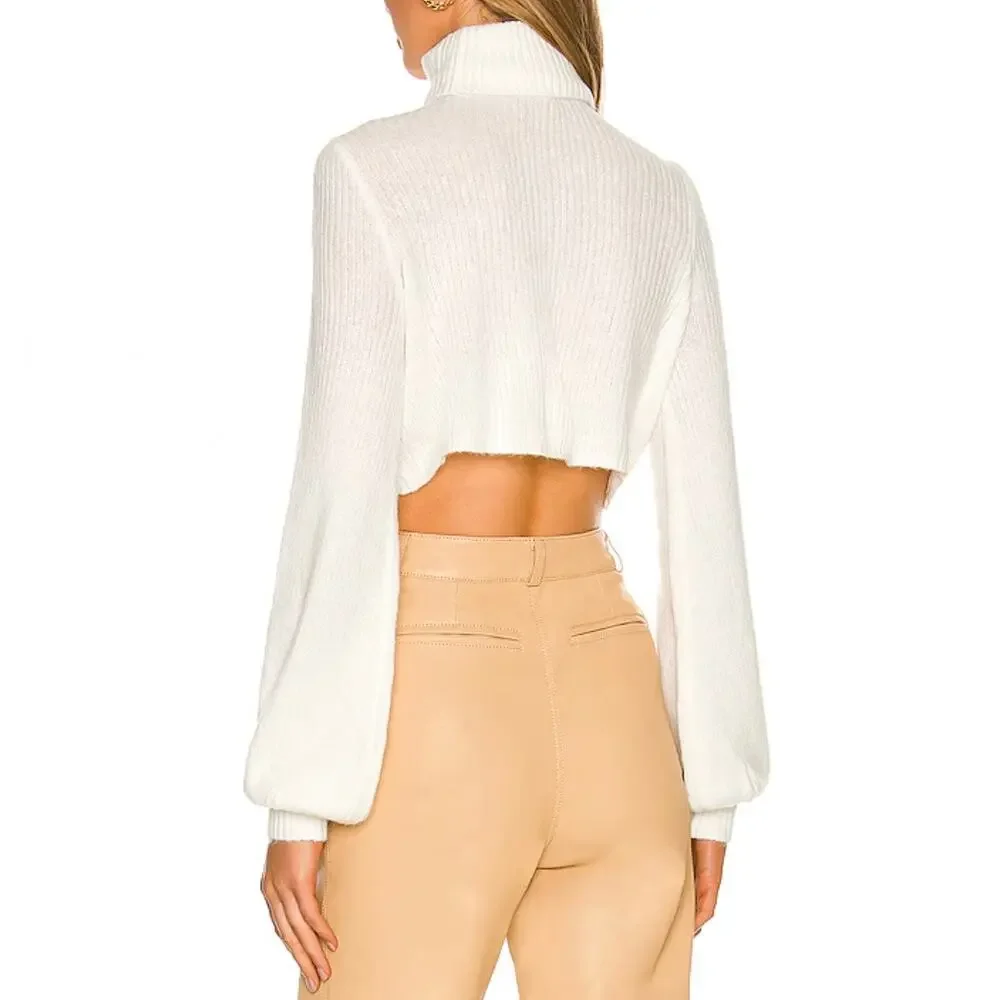 Camila Coelho REVOLVE Cesare Cropped Sweater - Cream - Size S - Picture 2 of 7